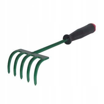Grabie do liści-małe,5-zębne z metalowym trzonkiem i plastikową rączką
