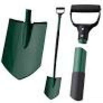 Szpiczasty szpadel z solidnym metalowym trzonkiem z antypoślizgową powłoką