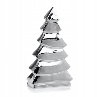 CHOINKA CERAMICZNA SREBRNA OZDOBA ŚWIĄTECZNA 18 CM